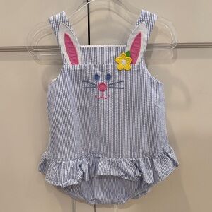 Florence Eiseman Bunny Seersucker Romper Outfit 18M Easter Spring